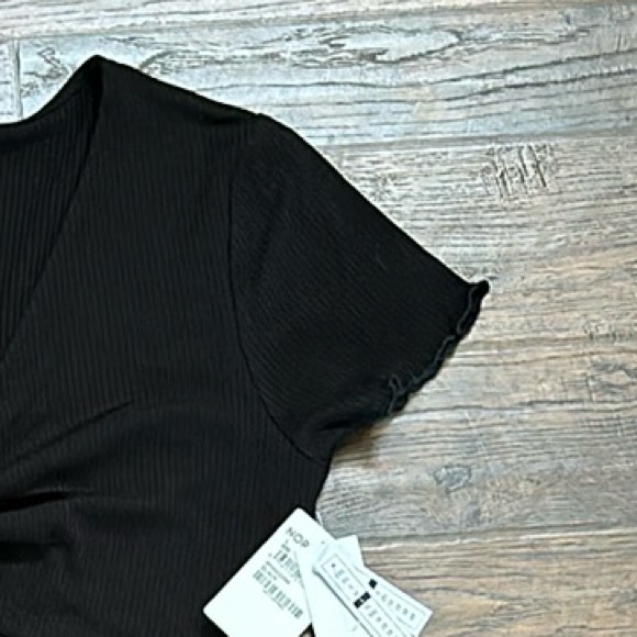 BP Nordstrom Womens Ribbed
Knit Mini Dress lettuce EDGES
Tied SZ LG BLACK - Picture 11 of 12